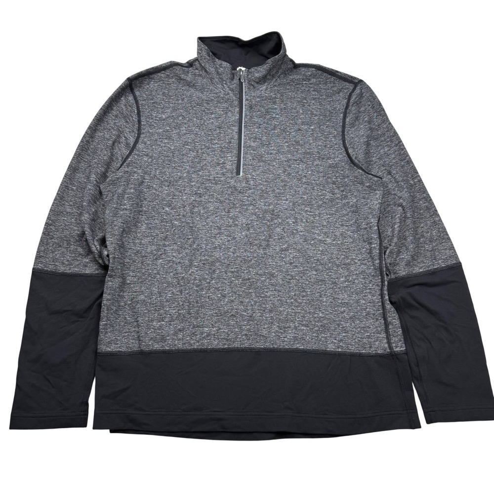 Lululemon Mens Heathered Gray Black Colorblock 1/4 Zip Pullover Sweatshirt L